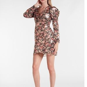 Express Floral Puff Sleeve Dress